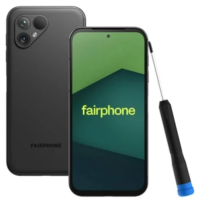 Immagine di Fairphone Smartphone sostenibile 5 5G (display da 6,46, doppia fotocamera 50 MP, 8 GB/256 GB, 4200 mAh, Android 14), nero opaco