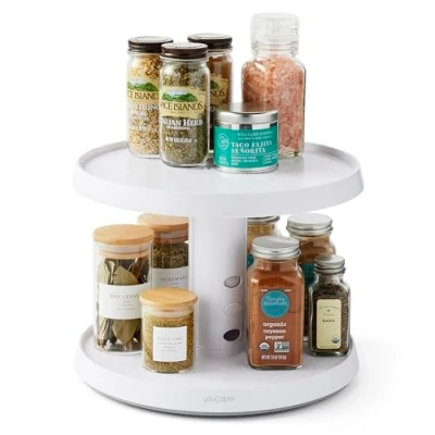 Immagine di YouCopia Crazy Susan Lazy Giradischi a 2 livelli, regolabile in altezza, per armadio da cucina e dispensa