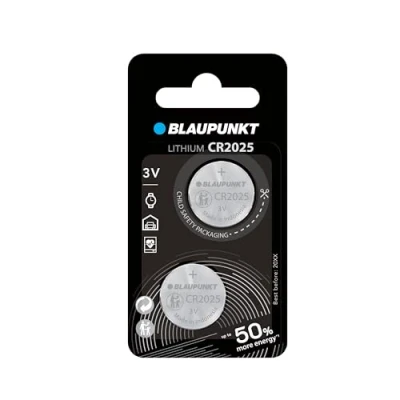 Immagine di BLAUPUNKT CR2025 Batterie al Litio a Bottone, Confezione da 2, per l&#039;Orologio Polso, la Chiave della Porta del Garage o Wireless, CR2025BL/2BP