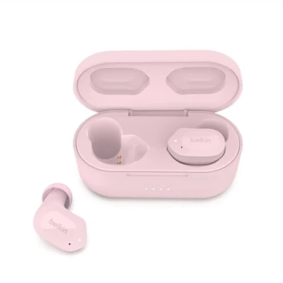 Immagine di Belkin SOUNDFORM Play Auricolari true wireless,Bluetooth 3 preselezioni dell’equalizzatore,Resistenti a sudore e schizzi IPX5,38 ore riproduzione,Per iPhone,Galaxy,Pixel,Rosa,19 43&quot;,180,AUC005btPK