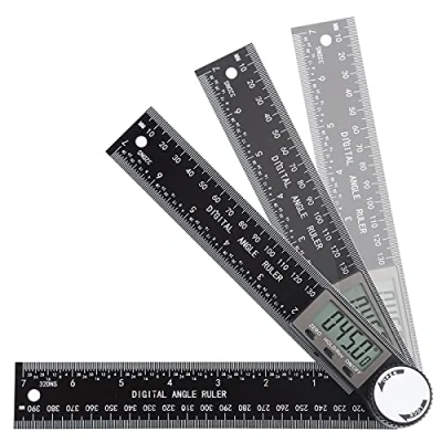 Immagine di Goniometro Digitale, 360 Righello Angolare Digitale con Display LCD Strumento di Misurazione Misura Funzione Bloccaggio per Costruzione Ingegneria Lavoro Legno(Nero)