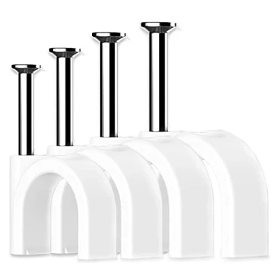 Immagine di 200 Pezzi Fermacavi,Fermacavi Muro,Fermacavo con Chiodo,Clip Fermacavi Muro Rotondi Bianchi Chiodo 4 Diverse Dimensioni,Forti Morsetti da Parete,per cavi Ethernet,cavi telefonici,USB