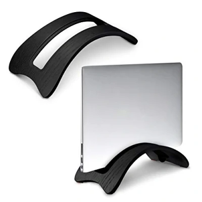 Immagine di kalibri Stand in Legno Naturale per Portatile Sostegno Appoggio Verticale Tablet Pc Modelli Vecchi di MacBook 2010 2017 Nero