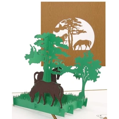 Immagine di biglietto pop up &quot;Cavallo selvaggio&quot; in 3D come di compleanno, regalo &amp; invito per compleanno dei bambini decorazione, modello cavallo confezione