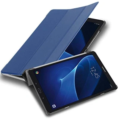 Immagine di Cadorabo Custodia Tablet per Samsung Galaxy Tab A 2016 (10.1&quot;) SM T585N / T580N in BLU SCURO JERSEY Copertura Protettiva Molto Sottile di Similpelle Stile Libro CON Auto Wake Up e Funzione Stand