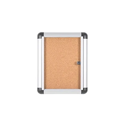 Immagine di Bi Office Bacheca Enclore Extra in Sughero, Con Anta Battente Per Interni Alluminio, Verticale 1 x A4