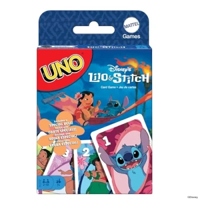 Immagine di Mattel Games UNO Disney’s Lilo And Stitch Card Game for Kids, Adults &amp; Family with Deck Special Rule Inspired by The Movie, JCC10 Disney, Multicolore