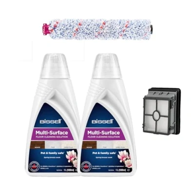 Immagine di BISSELL Kit Accessori Originali per CrossWave Detergente Pavimenti Multisuperficie 2 x 1L Rullo Spazzola Multifunzione Filtri Compatibile con Modelli Pet Pro e Cordless 2815