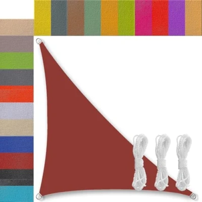 Immagine di tenda vela per esterno triangolare impermeabile piccola Varie Dimensioni da sole esterni giardino bordo balconi patio 1.6x1.6x2.3m Rosso ruggine