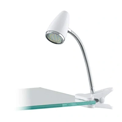 Immagine di Eglo 94329 LED Morsetto Spot Riccio 1 con Cavo Interruttore Plastica, in Acciaio, Bianco/Cromo