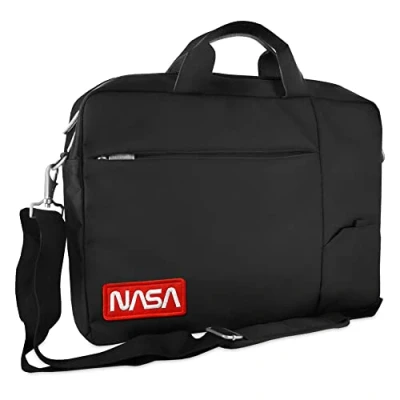 Immagine di Atlantis NASA edition Borsa notebook 15.6&quot; pollici a tracolla, imbottitura interna, vano porta documenti, tasca esterna per accessori, fascia aggancio Trolley . Cinghia colore nero.