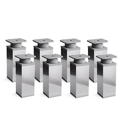 Immagine di sossai® Gambe per mobili MFV1 set di 8 regolabili in altezza Altezza: 100 mm (+20mm) Design: Cromo Forma angolare: 40 x Viti inclusi