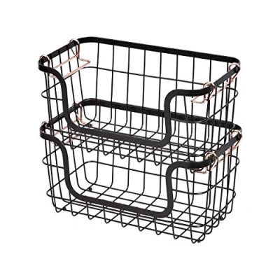 Immagine di Amazon Basics Rettangolare Cesti portaoggetti impilabili in metallo per cucina o bagno, Nero