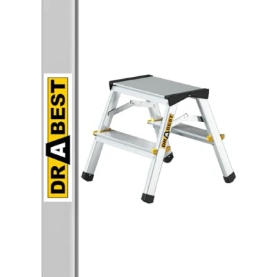 Immagine di DRABEST SCALETTE SERIE PRO 2x2 Step Scala Bifacciale in Alluminio per Uso Domestico 150kg Scaletta Scale Multiuso Pieghevole 39x41x20cm