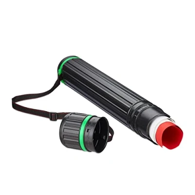Immagine di Relaxdays Tubo Portadisegni, Formato max. A0, Cintura Regolabile, Tappo a Vite, Altezza 64 100 cm, in Plastica, Nero