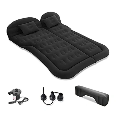 Immagine di Ergocar Materassino Gonfiabile SUV MPV Floccaggio Materasso Letto per Auto con Pompa Il Campeggio, Escursionismo, Piscina, Spiaggia, Viaggiare (Nero)