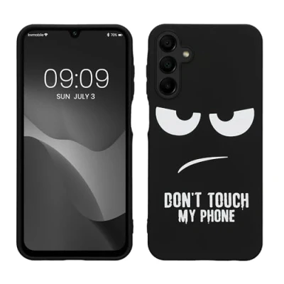Immagine di kwmobile Cover Compatibile con Samsung Galaxy A15 5G Custodia in Silicone TPU Protettiva Soft Case Don&#039;t touch my phone bianco/nero