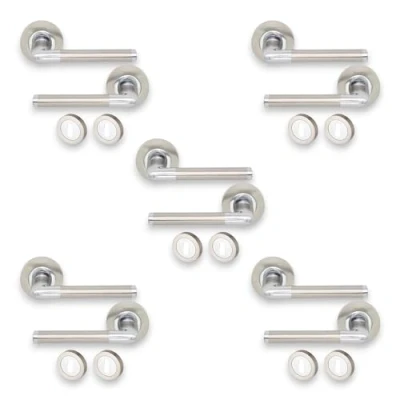 Immagine di Infinity Decor Confezione da 5 maniglie ovali a T su rosetta rotonda con rosetta, per uso interno ed esterno