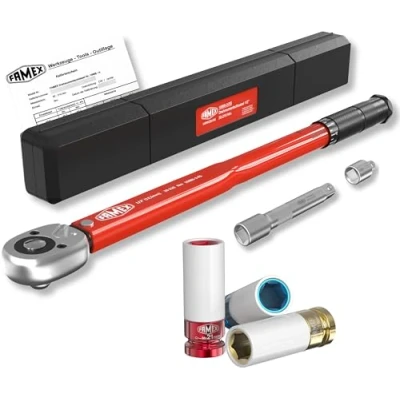 Immagine di FAMEX 10886 3 RS KS Chiave dinamometrica 1/2&quot; (12,5 mm) 30 210 Nm +/ 3%, bussole/inserti delicati, con certificato di calibrazione, per auto, moto, SUV Van