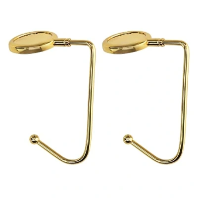 Immagine di kwmobile 2x Gancio Borsa da Tavolo Appendi in Alluminio Antiscivolo Antigraffio Set Appendiborsa per Tavoli e Scrivanie max. 3kg oro