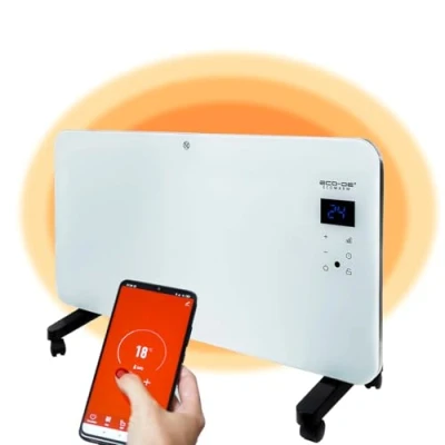 Immagine di ECODE EcoWarm Termoconvettore a basso consumo. Portatile, Fornello Elettrico, Radiatori Silenziosi, Timer, Touch Control, Controllo APP Mobile, Wifi, Termostato IP24 (1500 W)