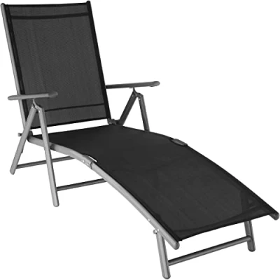 Immagine di TecTake® Lettino Prendisole, Schienale Regolabile, Resistente alle Intemperie, Pieghevole, Alluminio, Mobile Giardino, Campeggio, Mare, Piscina, Terrazzo, Balcone Grigio Scuro