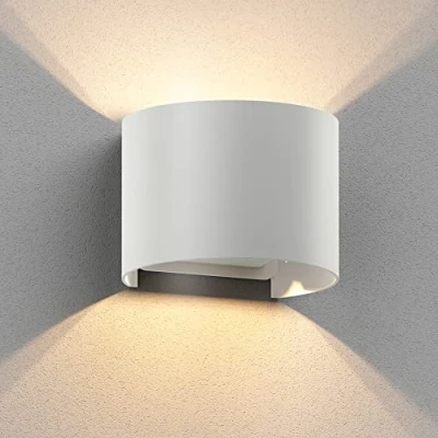 Immagine di ledscom.de lampada da parete RUNEL per esterni, IP65, up/downlight, bianco opaco, rotonda, 1x G9 max. 10W, di casa, illuminazione esterna, faretto parete, luce