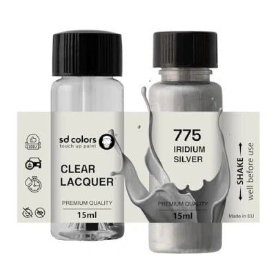 Immagine di SD COLORS IRIDIUM SILVER 775/9775 Vernice per ritocchi, 15 ML, riparazione graffi e scheggiature, codice colore argento iridio (vernice + laccetto)