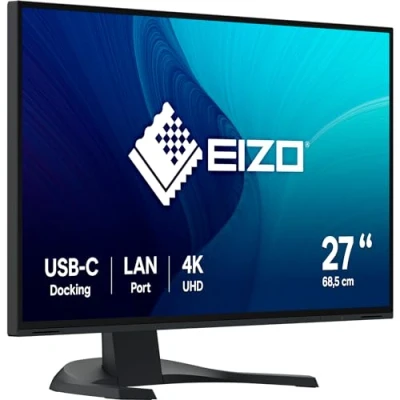 Immagine di EIZO FlexScan EV2740X BK Monitor da 68,5 cm (27 pollici) (USB C (94 W PD), DisplayPort, HDMI, hub USB, RJ 45 LAN, switch KVM, tempo di risposta 5 ms, 3840 x 2160 (4K UHD), nero