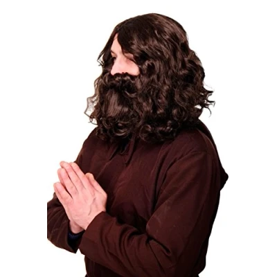 Immagine di WIG ME UP Parrucca e Barba Folta, da Carnevale, Profeta, Guru, Gesù, Hipster, Troll, Uomo Primitivo, Castano, WIG005 HK5