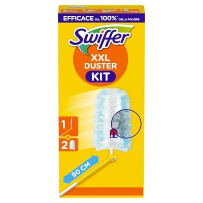 Immagine di Swiffer Duster Piumini Cattura Polvere, 1 Manico e 2 Piumini, Intrappola Polvere Sporco, Ottimo per I peli di Animale, Maxi Formato, Starter Kit
