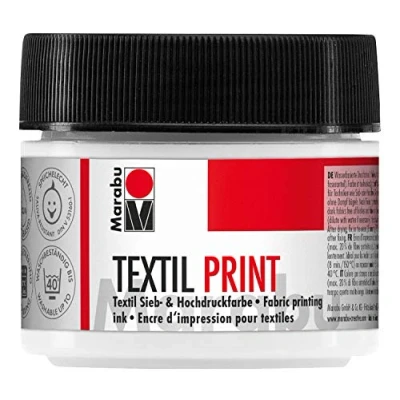 Immagine di Marabu 17030050970 Stampa Tessile Bianco Titanio, 100 ml, Colore a Base d&#039;Acqua, inodore e Resistente alla Luce, per Tessuti Chiari Scuri