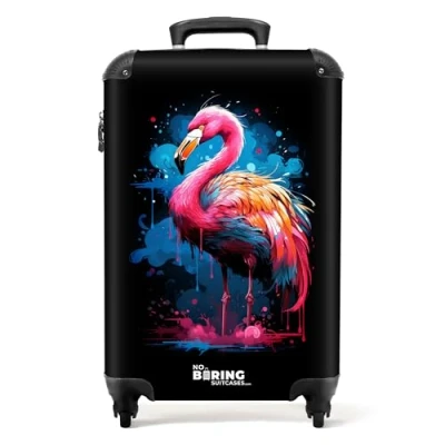 Immagine di NoBoringSuitcases.com Valigia Bagaglio a Mano, Valigia, Trolley, Trolley 55x40x20, Cabin Go, Mano 55x40x20 cm (Fenicottero Rosa)
