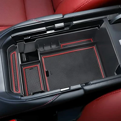Immagine di YEE PIN Console centrale dell&#039;organizzatore per Mazda CX30 cx 30 2019 2022 Accessori la sostituzione del bracciolo Scatola portaoggetti con tappetino antiscivolo (blu)