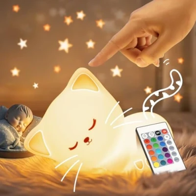 Immagine di luce notturna per bambini, giocattolo 16 colori+telecomando+USB, ricaricabile, da allattamento dimmerabile,