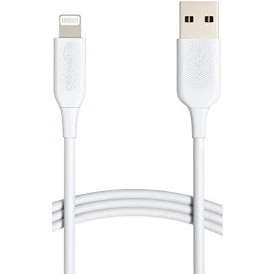 Immagine di Amazon Basics Cavo di ricarica Lightning a USB A, certificato MFi, serie Advanced, per iPhone, bianco, 1.8 m