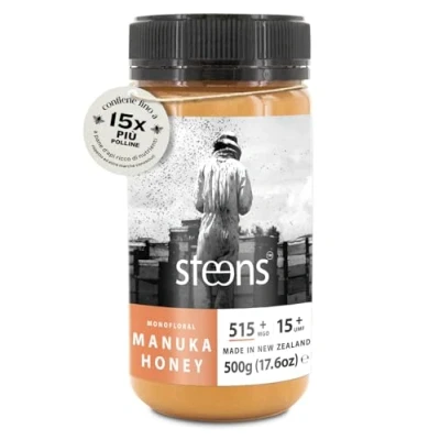 Immagine di Steens Miele di Manuka MGO 515+ Puro grezzo 100% certificato UMF 15+ Invasettato e sigillato in Nuova Zelanda Honey 500 g