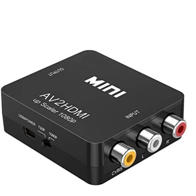 Immagine di GLER Convertitore video da a HDMI, AV 1080P Mini composito CVBS adattatore audio supporta PAL/NTSC con USB per TV/PC/PS3/PS2/STB/Xbox VHS/VCR/lettori DVD Blue Ray
