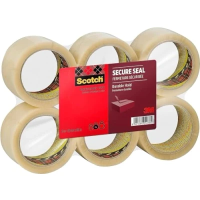 Immagine di Scotch Nastro da Imballo per Sigillatura Sicura, Trasparente 50 mm x 66 m, 6 Rotoli/Confezione Adesivo di Qualità Chiudere Scatole, Cartoni e Pacchi