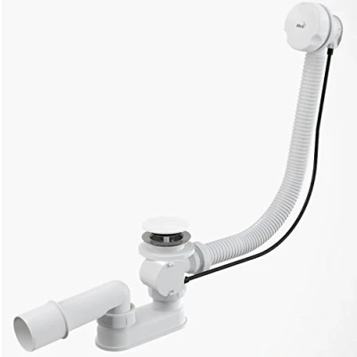 Immagine di vasca da bagno di scarico AB ueberlaufgarnitur lunghezza 800 mm Bianco automatica con bowden tappo grande lavello