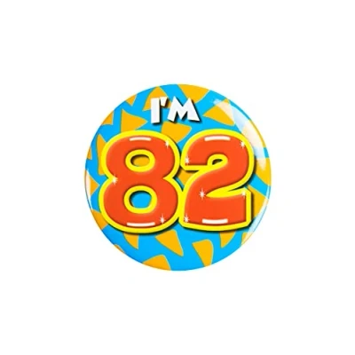 Immagine di PD Party 6014782 Compleanno Distintivo/Spillo Badge Celebrazione Festa I&#039;m 82, Multicolore, 5.5cm Lunghezza x Larghezza 0.5cm Altezza