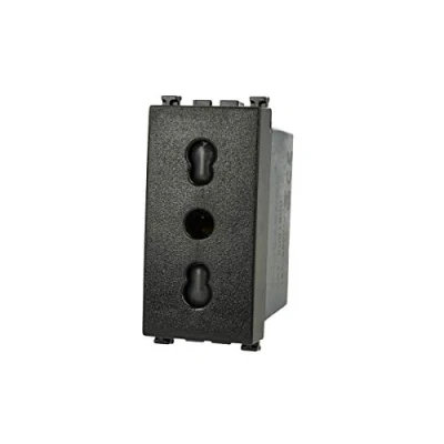 Immagine di Presa Bipasso 2P+T 10/16A Nero Compatibile con Vimar Arke
