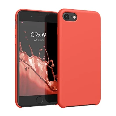 Immagine di kwmobile Cover per Apple iPhone SE (2022) / (2020) 8 7 Custodia Back Case Smartphone in Silicone TPU Protezione Gommata arancione fluorescente