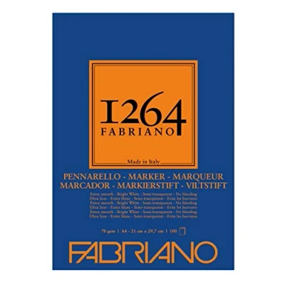 Immagine di Fabriano Honsell 19100640 Blocco per evidenziatori 1264, 70 g/mq, DIN A4, Fogli Extra Bianca Semitrasparente, pennarelli a Base di Alcool, solventi e Acqua, Carta, 100 unità