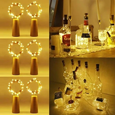 Immagine di Vicloon Luci per Bottiglia, 6PCS LED Sughero Bottiglia 2M 20 String Lampada a Fili di Rame, Batteria, Stringa Decorative Bottiglie DIY Festa Giardino Natalizie Matrimonio