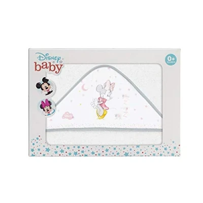 Immagine di Interbaby Telo Di Bagno Con Cappuccio Per Bambini Disney Counting Sheep Minnie Bianco E Grigio 200 g