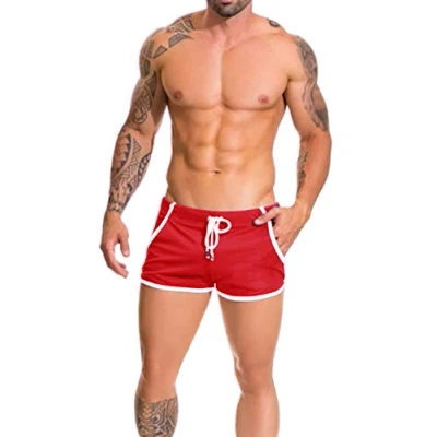 Immagine di Alivebody Uomo Maglia Atletico Fitness Pantaloncini per in Esecuzione Allenarsi Nuoto Asciugatura Veloce Leggero Color Red Size XXL