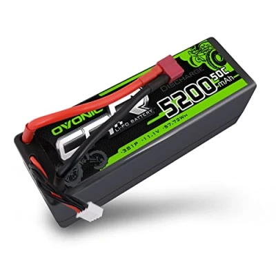 Immagine di OVONIC Batteria 3S Lipo 50C 5200mAh 11.1V Hardcase con connettore a T stile Dean per 1/8 o 1/10 RC Auto Aereo Elicottero Barca