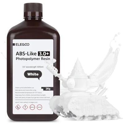 Immagine di ELEGOO Resina ABS Like 3.0 Plus 3.0+, LCD UV Rapida Alta Precisione, Non Brittle, Migliorata Forza e Durezza per LCD/DLP Stampante 3D Fotopolimerica, Bianco 2000G