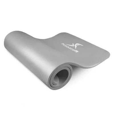 Immagine di ProsourceFit Extra Thick Yoga And Pilates Mat 1/2&quot; (13mm) 71 inch Long High Density Exercise with Comfort Foam Carrying Strap, Grey